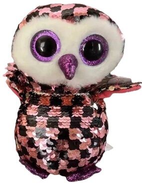 NWT Ty Flippables Checks the Owl 9" Medium Sequin Plush